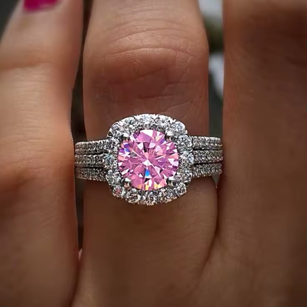 NWT Silver Tone with Pink Stone Ring